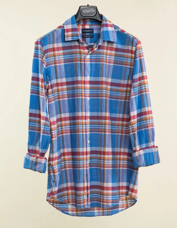 Summer Blue And Orange Madras Modern Men's Geometric
