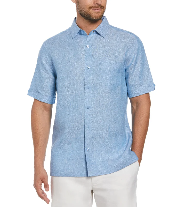 Big & Tall Classic Two-Tone Linen Shirt Polished Men's Satin