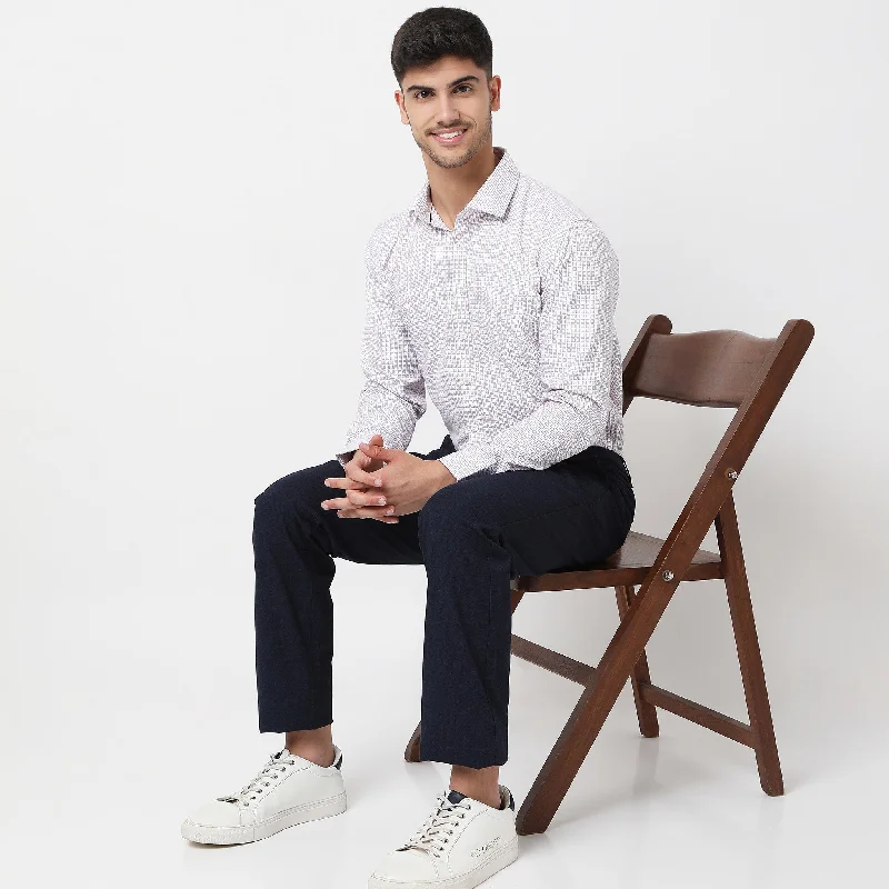 Slim Fit Checkered Shirt Edgy Men's Punk