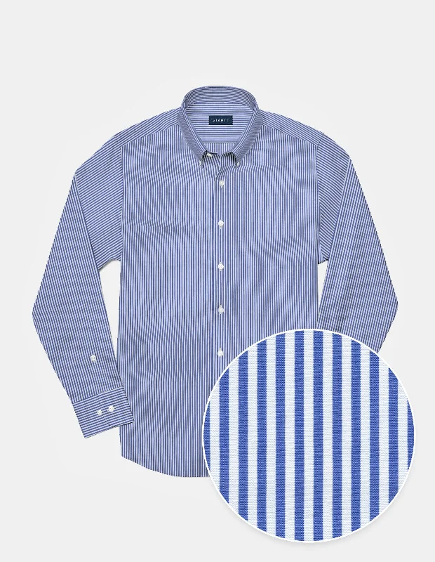 Cobalt Blue Bengal Stripe Casual Men's Japanese 