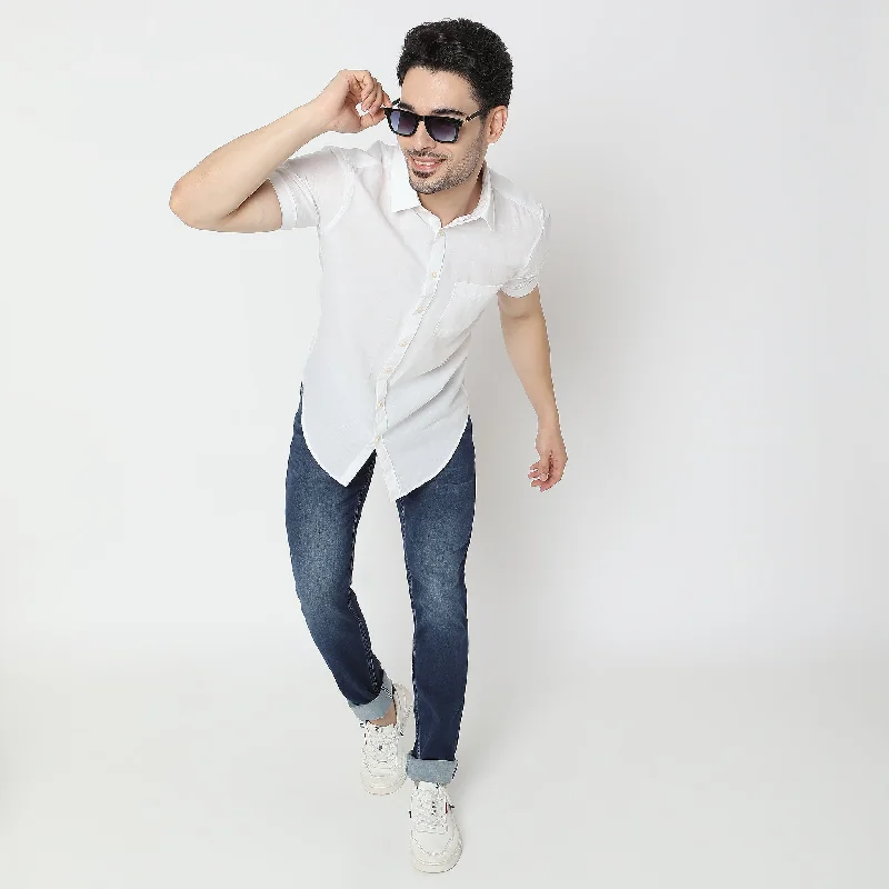 Slim Fit Solid Shirt Confident Men's Power