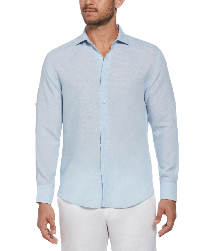 Travelselect™ Linen-Blend Rolled Sleeve Shirt Elegant Men's Cashmere