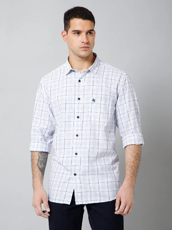 Men's Sky Blue Casual Medium Checks Full Sleeve Shirt Cool Men's Skate