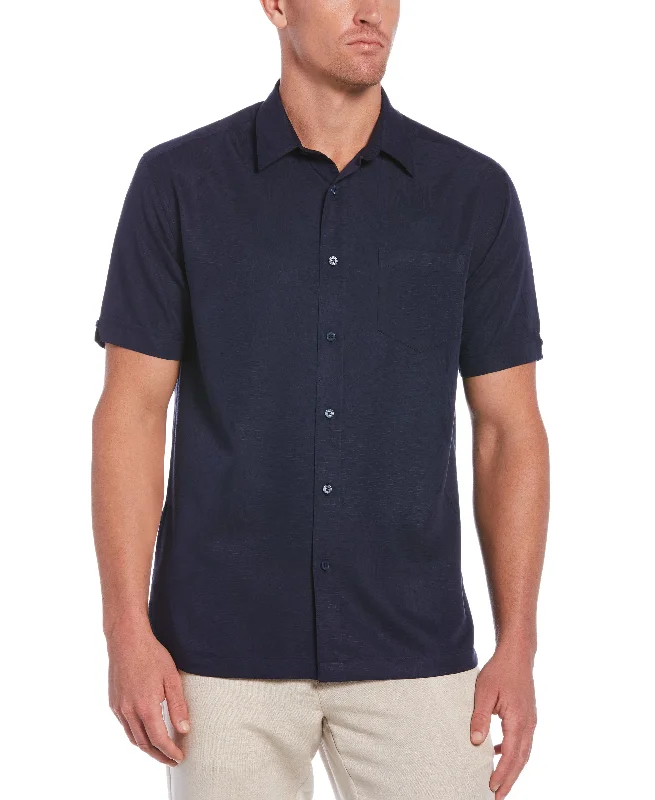 Two-Tone One Pocket Floral Print Shirt Laid