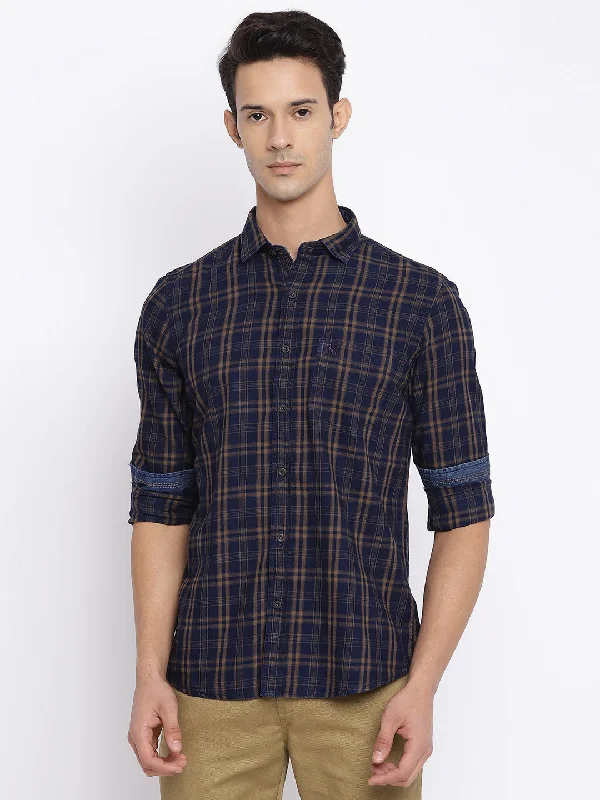 Men's Mustard Casual Medium Checks Full Sleeve Shirt Dynamic Men's High
