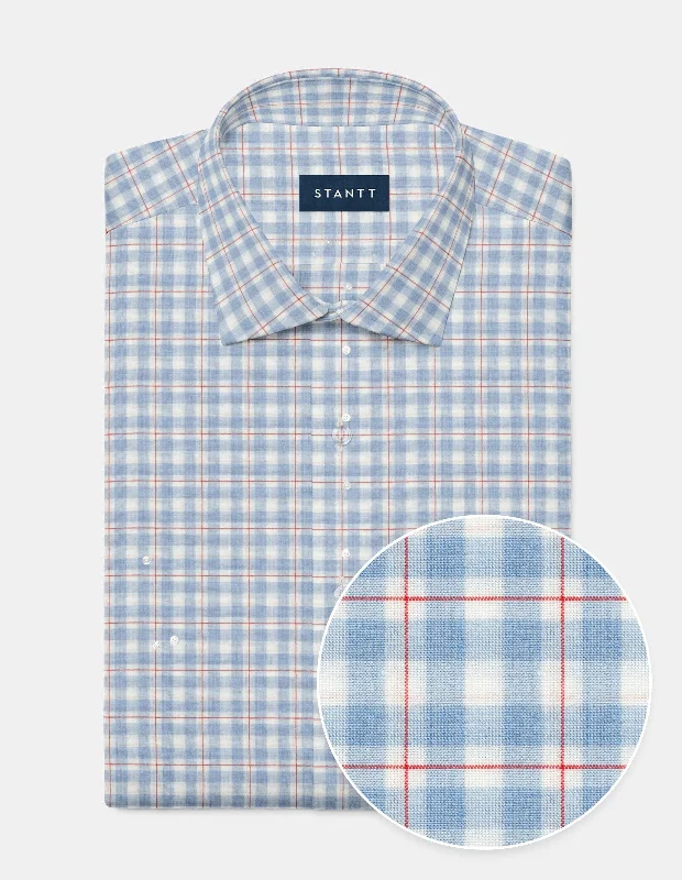 Light Blue And Red Windowpane Dynamic Men's Moto