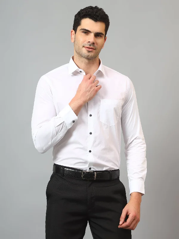 Men's White Formal Plain Full Sleeve Shirt Practical Men's Quick