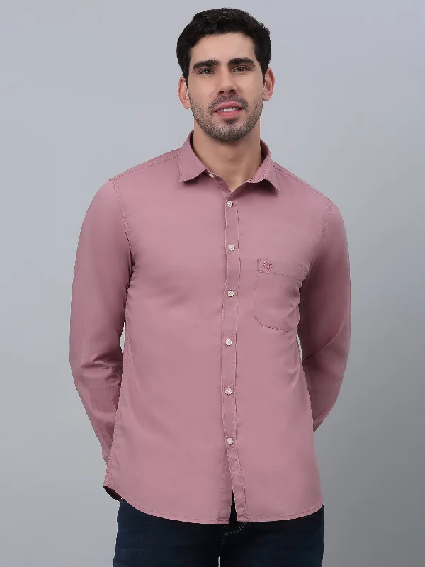 Men's Dark Mauve Casual Plain Full Sleeve Shirt Polished Men's Satin