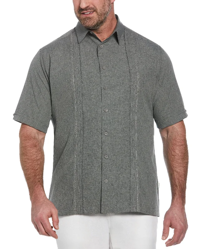 Big & Tall Geo Embroidered Panel Shirt Casual Men's Loose