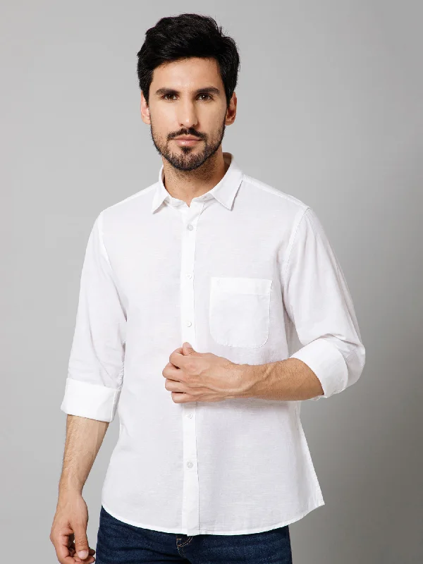 Men's White Casual Plain Full Sleeve Shirt Vintage Men's 1970S Disco