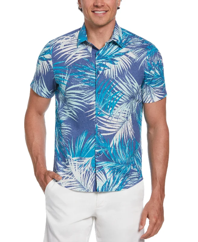 Tropical Palm Leaves Print Shirt Monochromatic All
