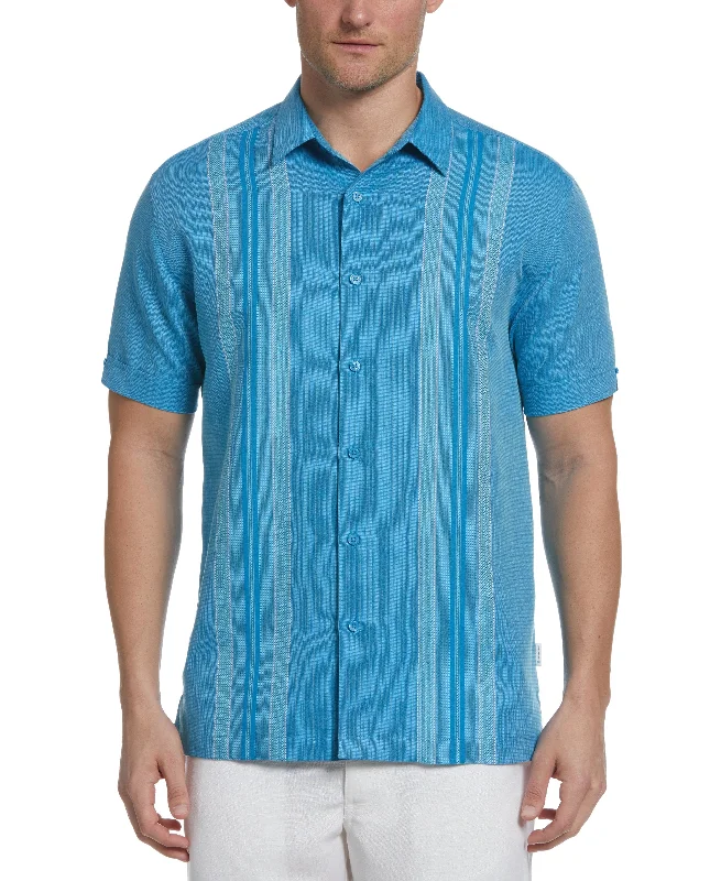 Big & Tall Linen Blend Yarn Dye Panel Shirt Laid