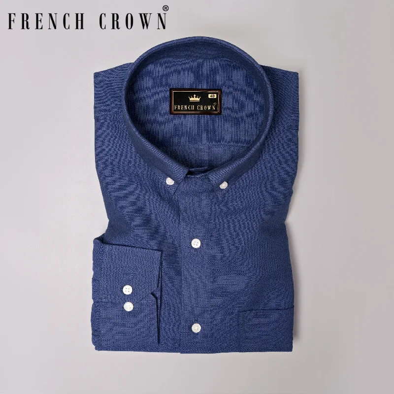 Catalina Blue Luxurious Linen Shirt Cozy Men's Winter