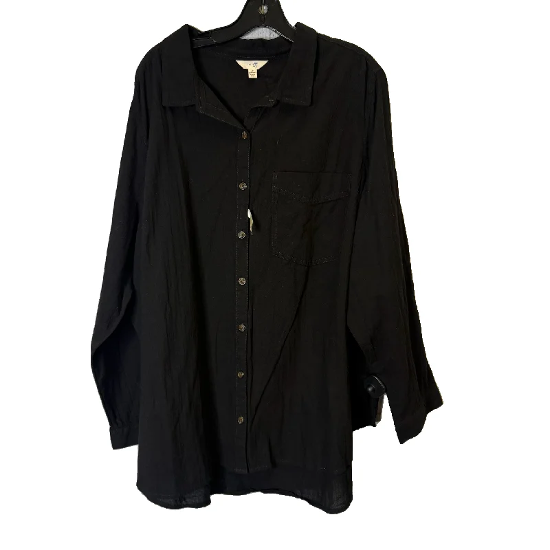 Top Long Sleeve By Terra & Sky In Black, Size: 3x Artistic Men's Hand