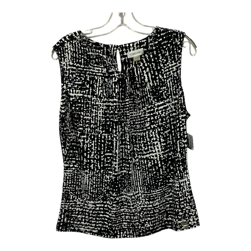 Top Sleeveless By Calvin Klein In Black & White, Size:L Vacation