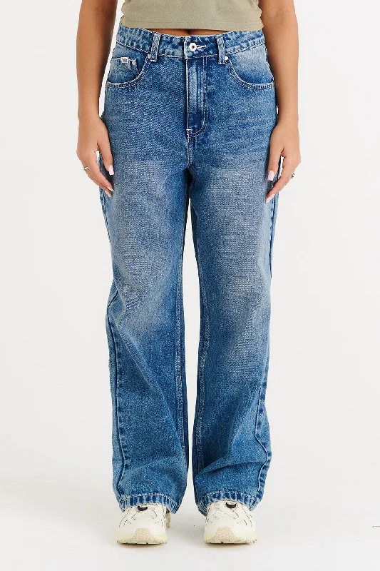 Dad Jean Washed Blue Trendy Men's Scandinavian