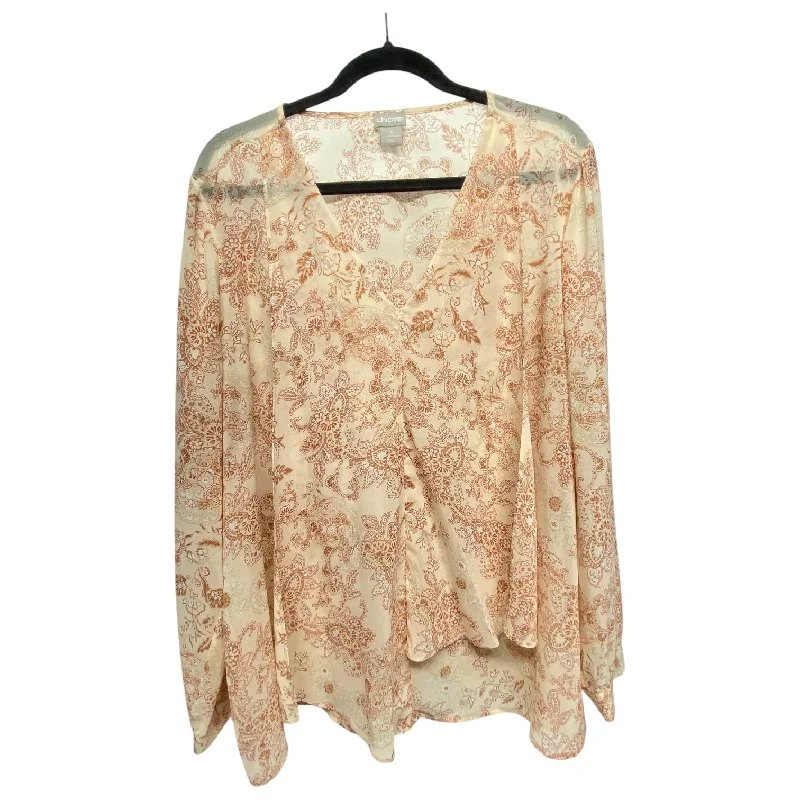 Top Long Sleeve By Chicos In Peach, Size: Xl Hip Men's Retro