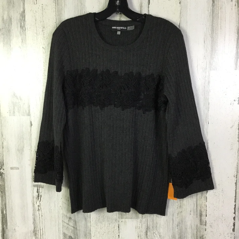 Top Long Sleeve Designer By Karl Lagerfeld  Size: L Monochromatic Office Style