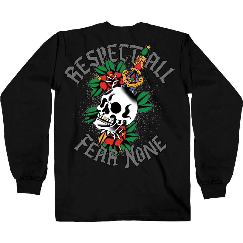 Hot Leathers GMD2514 Men's Black Respect All Fear None Long Sleeve T-Shirt Youthful Men's Anime