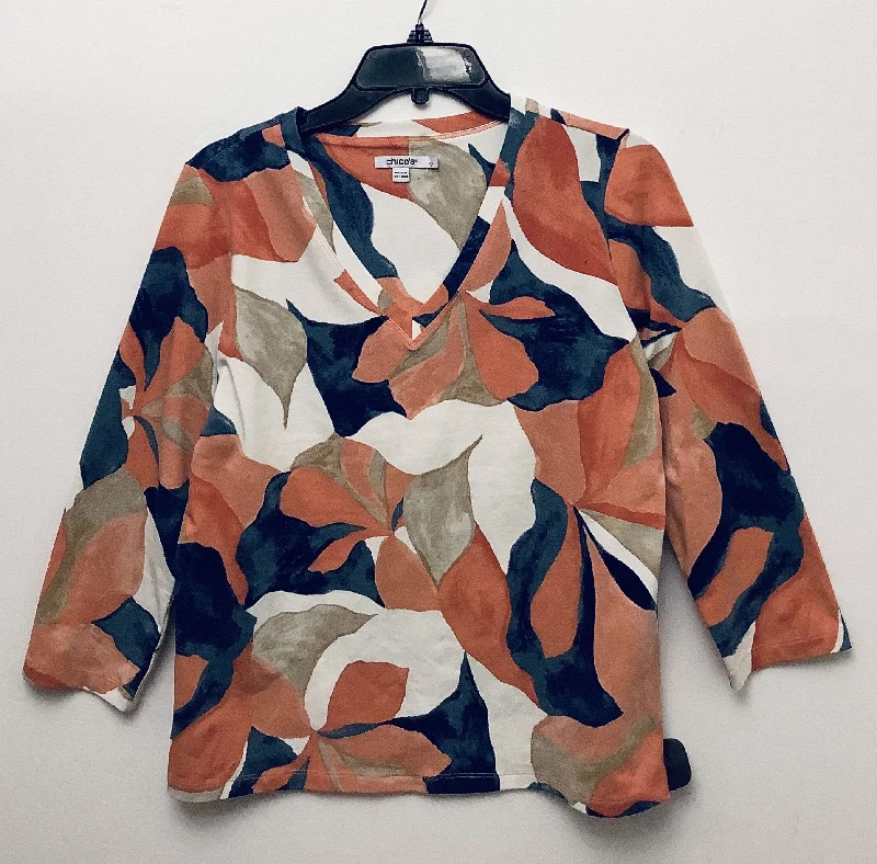Top Long Sleeve Basic By Chicos  Size: M Modern Men's Geometric