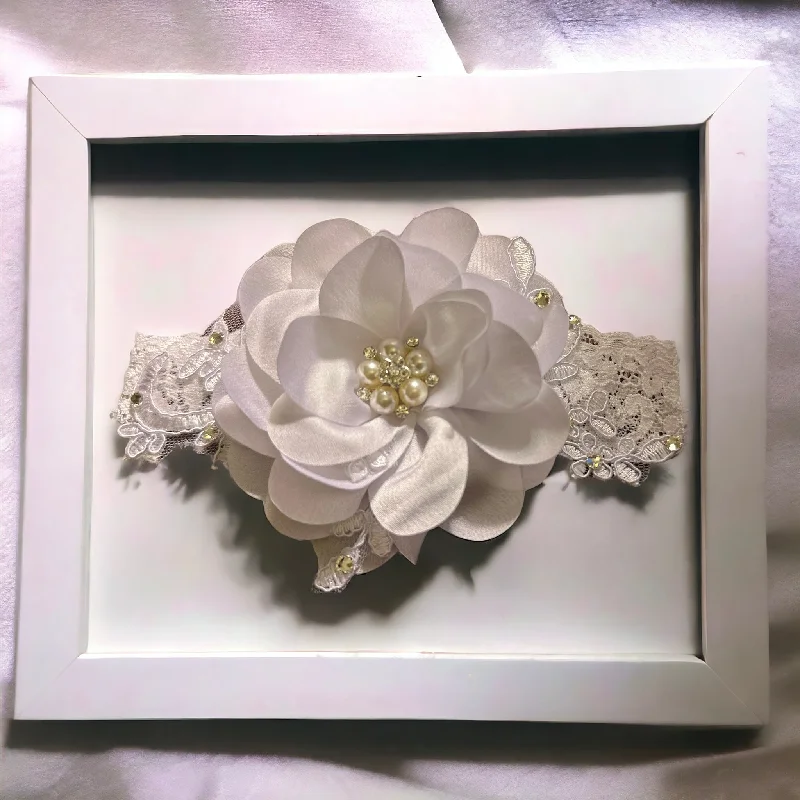 White Flower Lace Headband Athletic Men's High