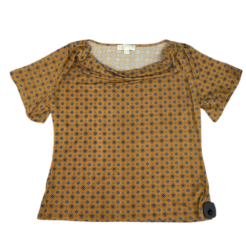 Top Short Sleeve Designer By Michael Kors In Gold, Size: L Casual Men's Japanese 