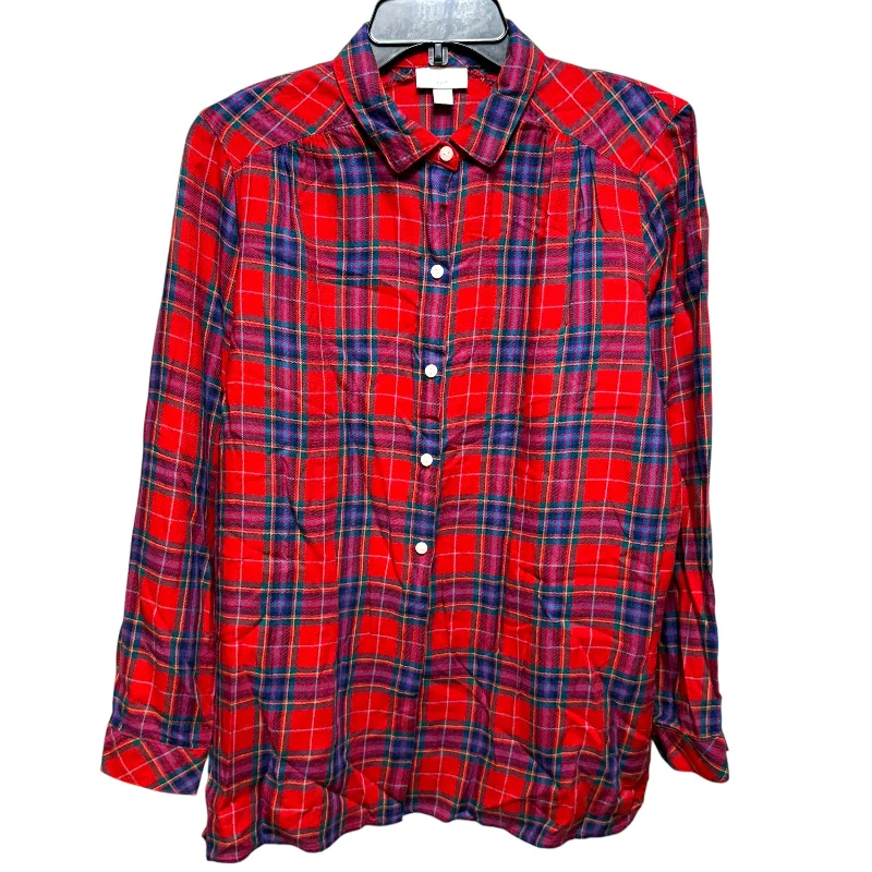 Plaid Button Front Tunic By J. Jill In Striped Pattern, Size: S Organic