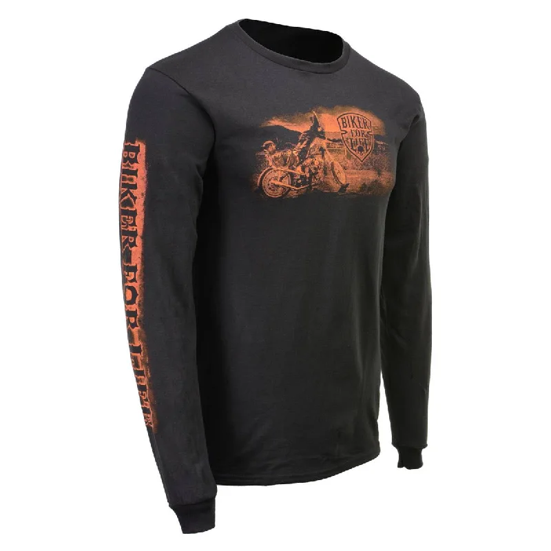 Milwaukee Leather MPMH117006 Men’s ‘Coolin’ Long Sleeve Black T-Shirt Refined Men's Velvet