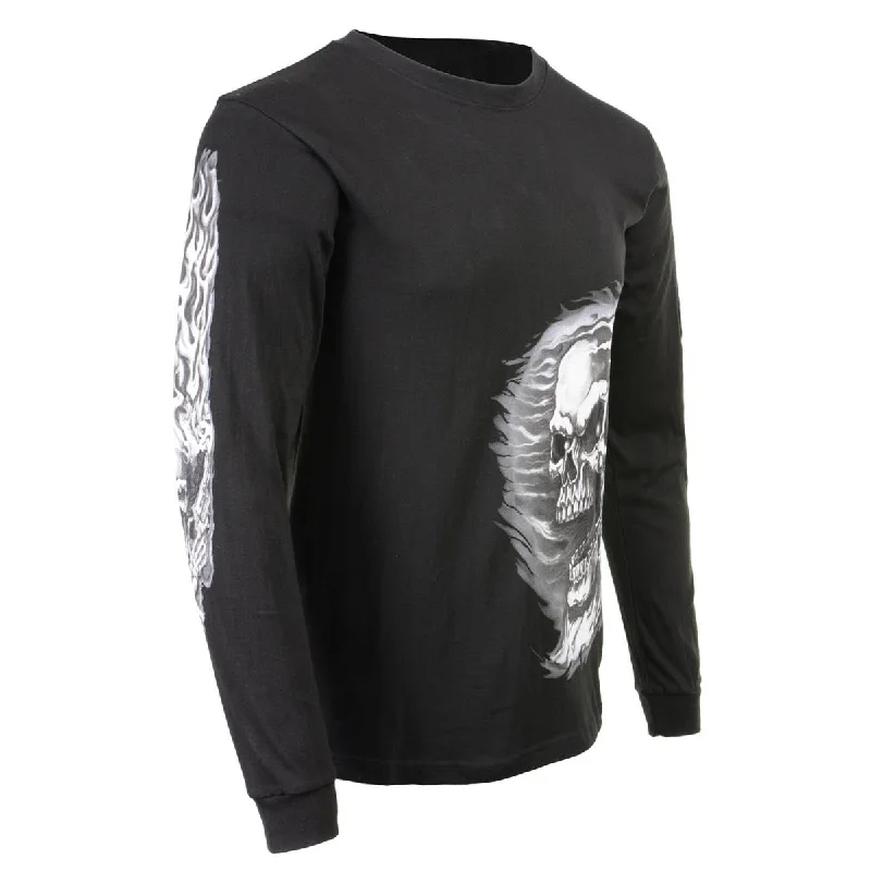 Milwaukee Leather MPMH117002 Mens 'Assassin' Double Sided Black Long Sleeve T-Shirt Laid