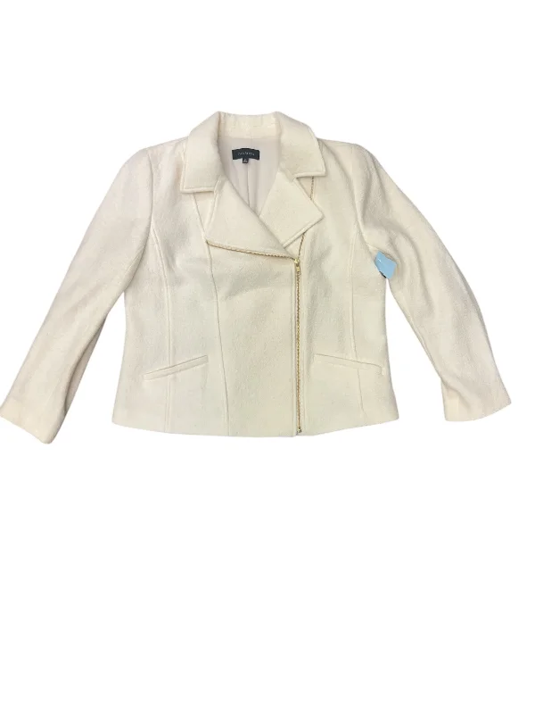 Jacket Moto By Talbots In Ivory, Size: Xl Sleek Men's Metallic