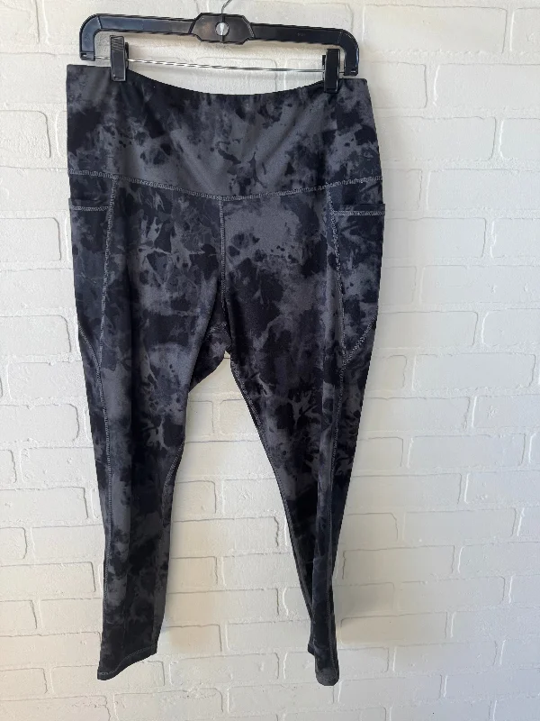 Athletic Leggings By Danskin In Black & Grey, Size: 16 Tailored