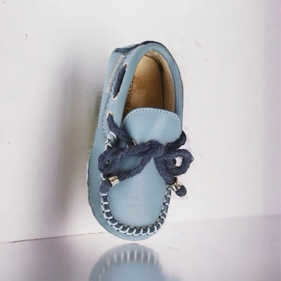 Boys Blue Leather Loafer Laid