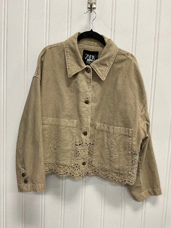 Jacket Denim By Zara In Tan, Size:Xl Adventure