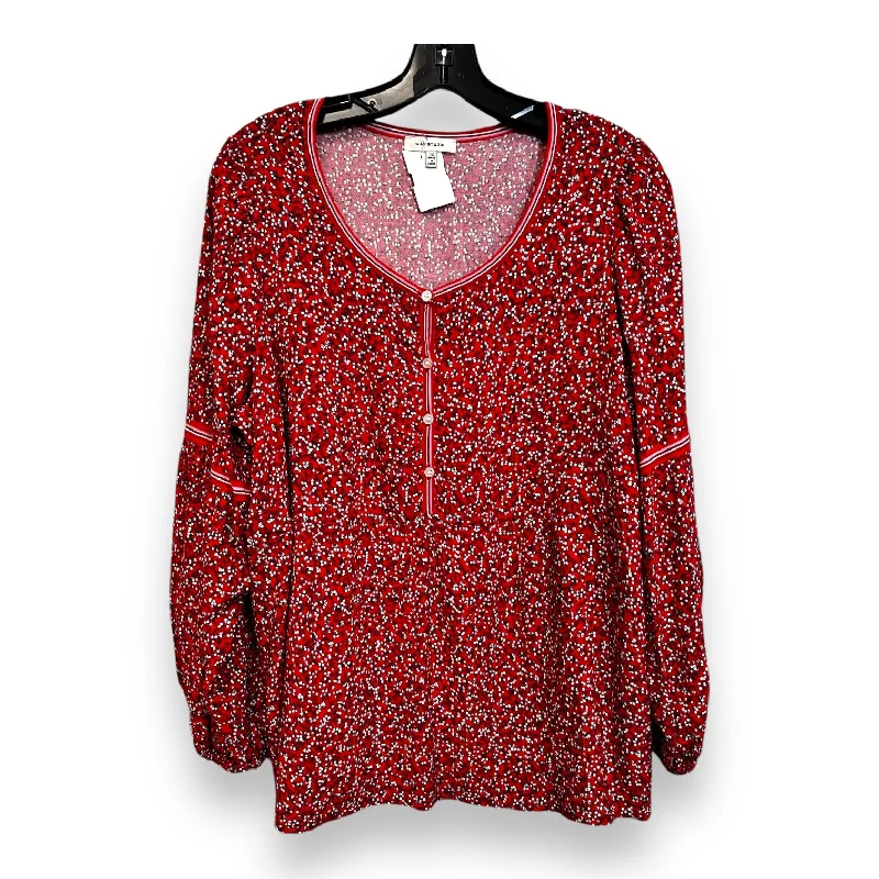 Top Long Sleeve By Max Studio In Red, Size: 1x Youthful Men's Pop