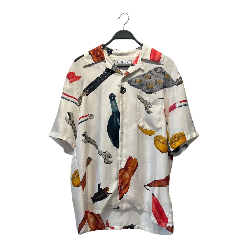OFF-WHITE/SS Shirt/L/Silk/WHT/All Over Print/ Elegant Men's Cashmere