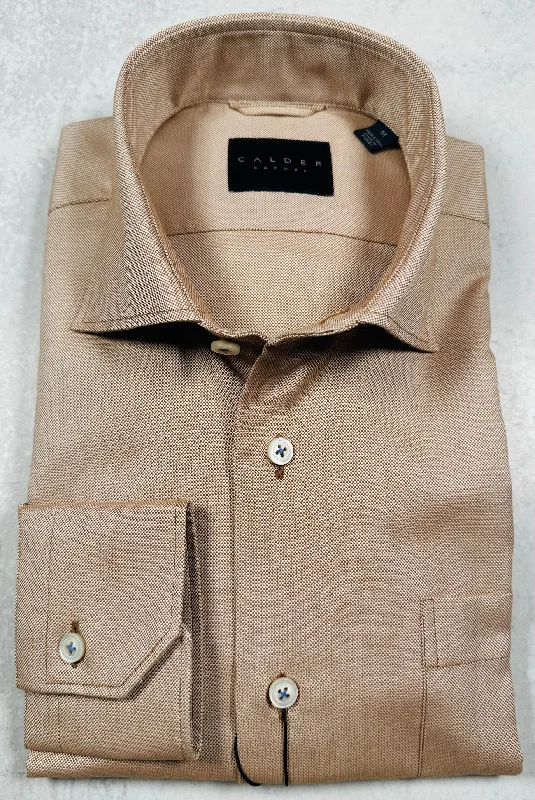 Calder Carmel Ultimate Brushed Oxford Solid Sport Shirt in Cocoa Tough Men's Tactical