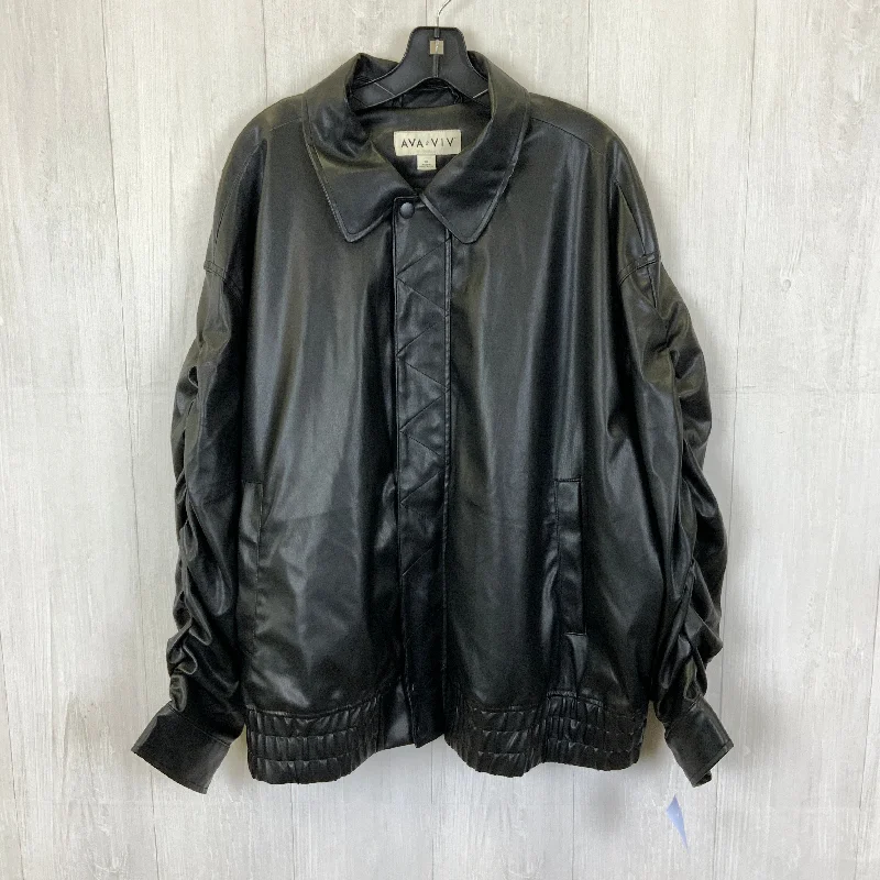 Jacket Moto By Ava & Viv In Black, Size: 3x Sophisticated Men's French