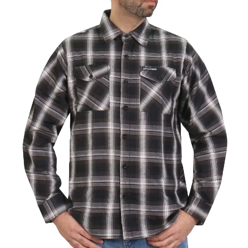Hot Leathers FLM2023 Men's White and Black Flannel Long Sleeve Shirt Trendy Men's Scandinavian