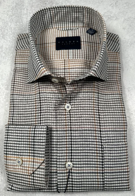 Calder Carmel Exploded Degrade Twill Gingham Sport Shirt in Sand Edgy Men's Punk
