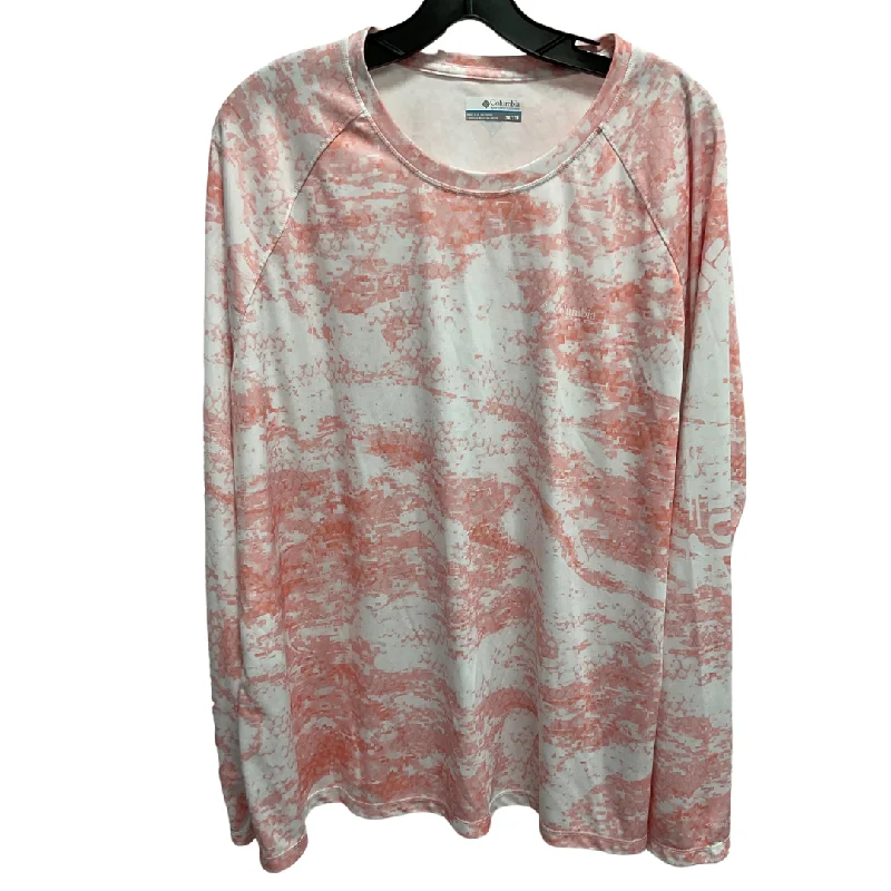 Athletic Top Long Sleeve Crewneck By Columbia In Orange & White, Size: 3x Confident Men's Power