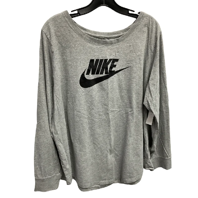 Athletic Top Long Sleeve Crewneck By Nike In Grey, Size: 3x Modern Men's 