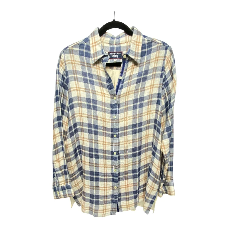 Top Long Sleeve Designer By Johnny Was In Plaid Pattern, Size: M Elegant Men's Formal 