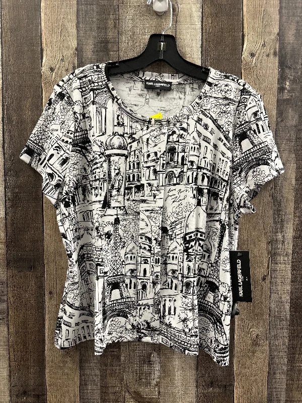 Top Short Sleeve Designer By Karl Lagerfeld In Black & White, Size: L Masculine Men's 