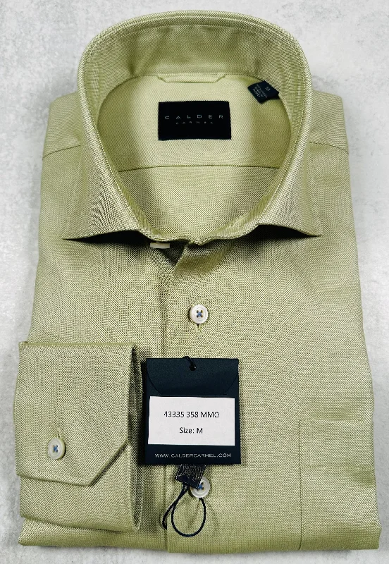 Calder Carmel Ultimate Brushed Oxford Solid Sport Shirt in Apple Edgy Men's Punk