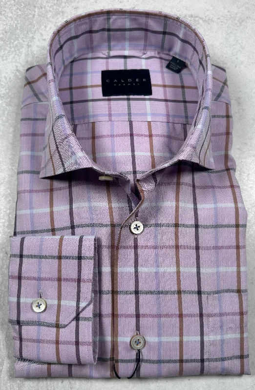 Calder Carmel Luxury 100's Melange Peached Twill Herringbone Sport Shirt in Lavender Tough Men's Military