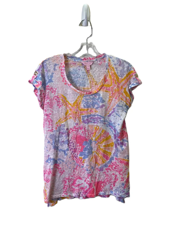 Top Short Sleeve Designer By Lilly Pulitzer In Pink, Size: Xxs Bold Men's Statement