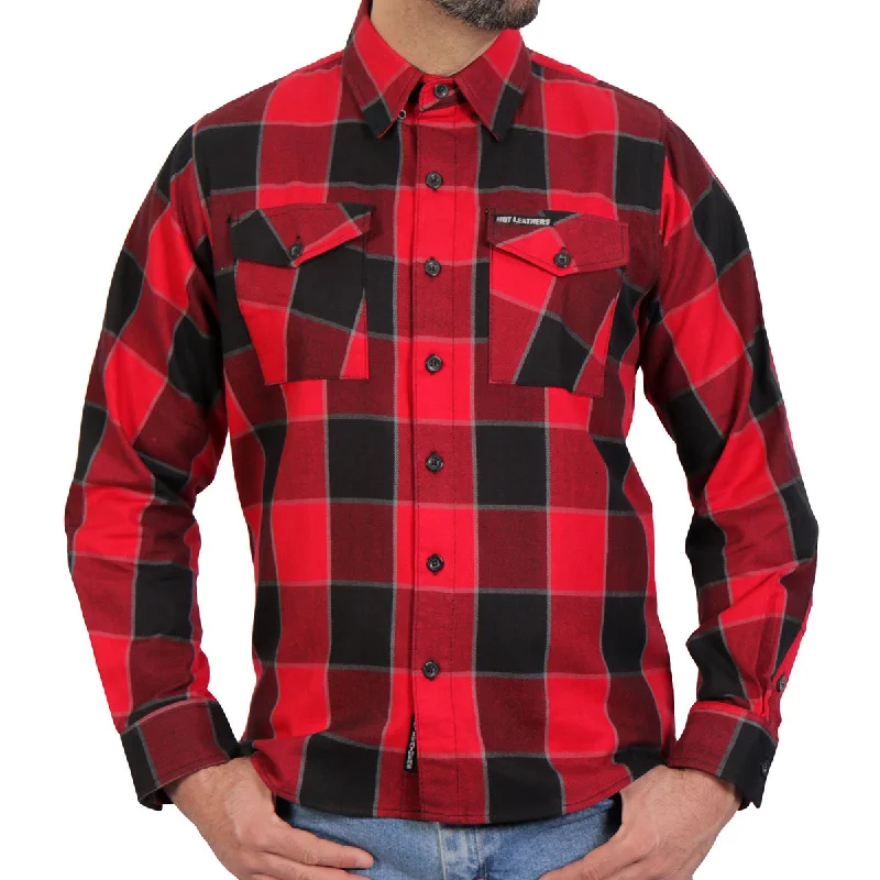 Hot Leathers FLM2019 Men's Red Black and Gray Long Sleeve Flannel Shirt Minimalist Men's Casual 