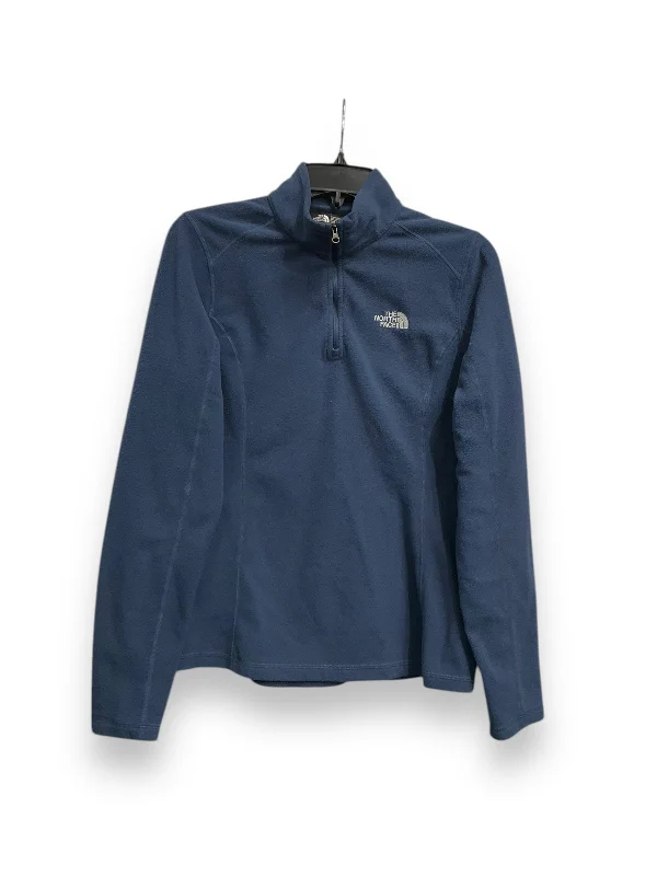 Athletic Top Long Sleeve Collar By The North Face In Navy, Size: M Casual Men's Short