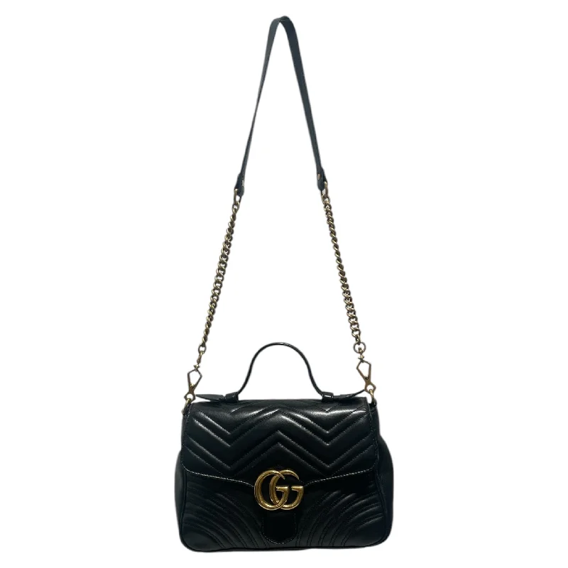 GUCCI/Cross Body Bag/Leather/BLK/GG MARMONT MATELASSE Laid