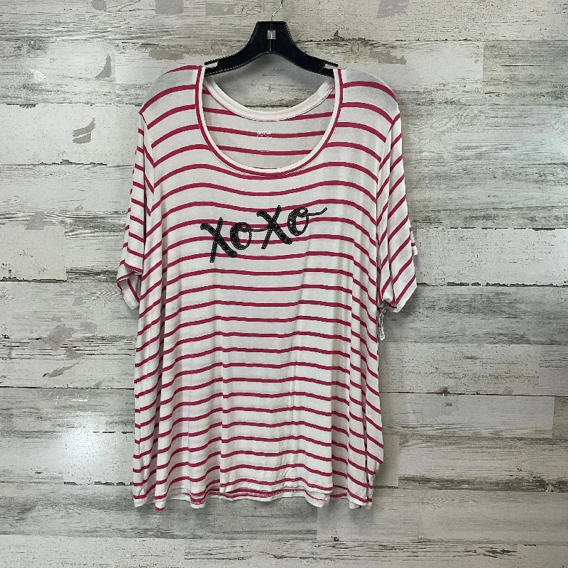 Top Short Sleeve By Avenue In Pink & White, Size: 4x Stylish Men's Neon